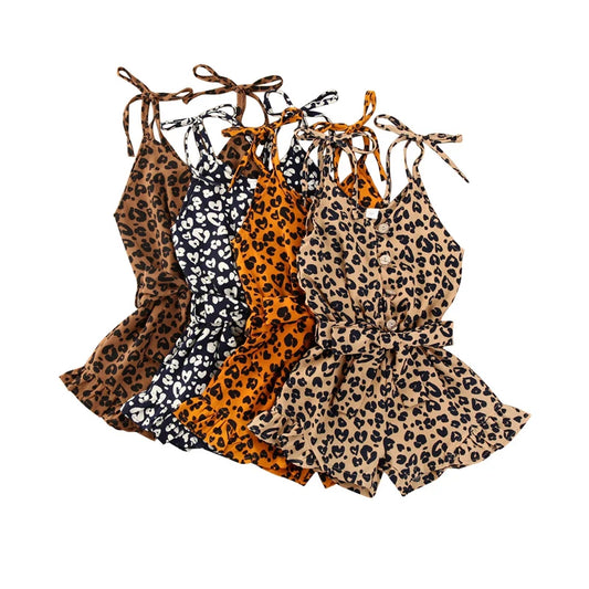 Girls Leopard Print Jumpsuit
